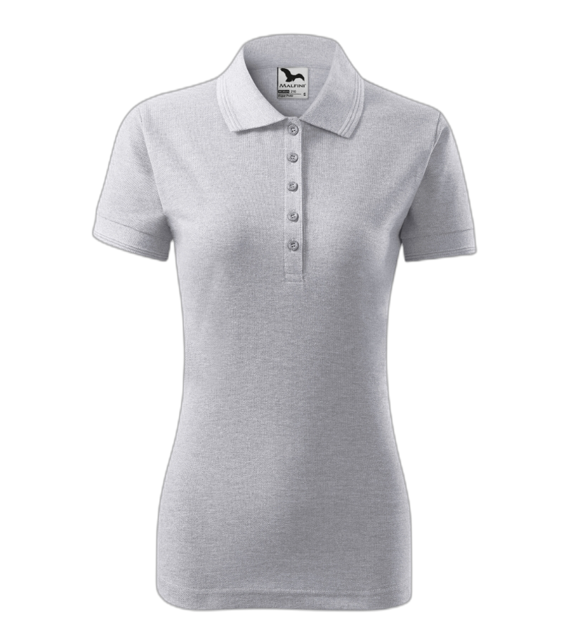 Pique Polo Polohemd Damen hellgrau melliert XS