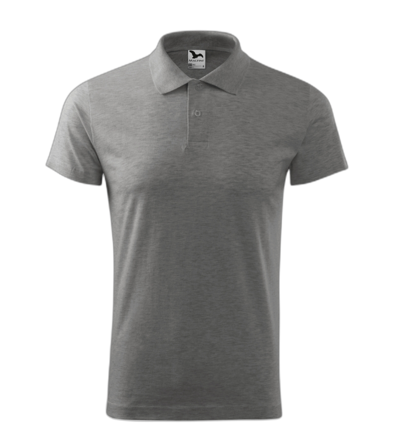 Single Poloshirt Männer. dunkelgrau melliert M