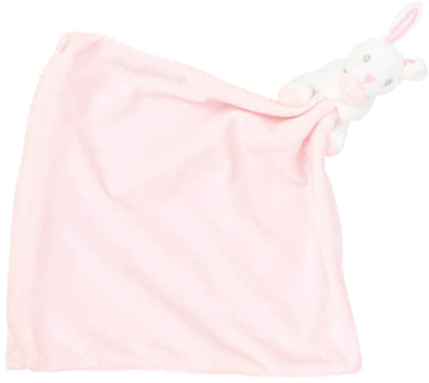 Personalisierbares Schmusetuch mit Rassel Pink Rabbit