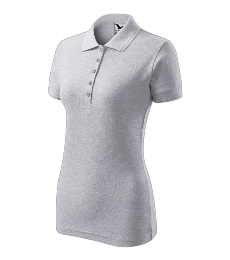 Pique Polo Polohemd Damen hellgrau melliert XS