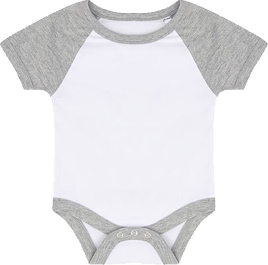 Baseball Baby Body White / Heather Grey 12-18 Monate