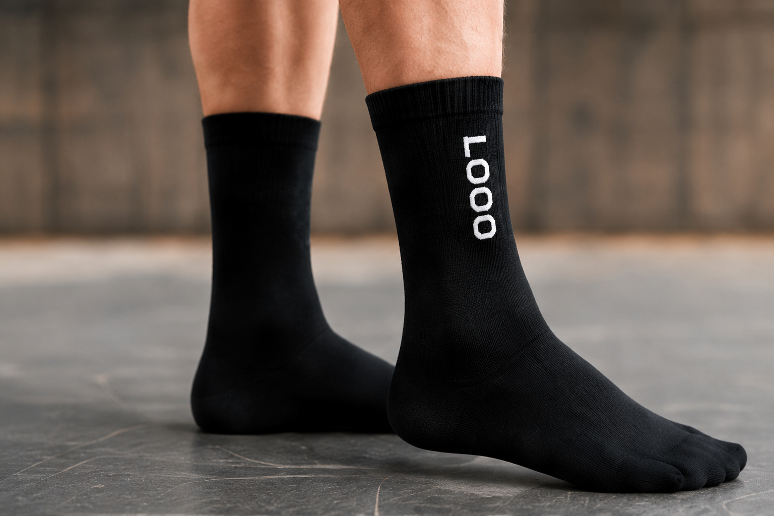 Schwarze Socken mit Firmenlogo