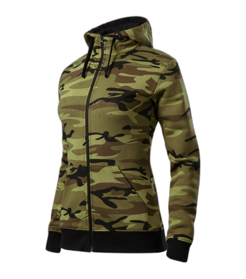Camo Zipper Sweatshirt Frauen camouflage grün S