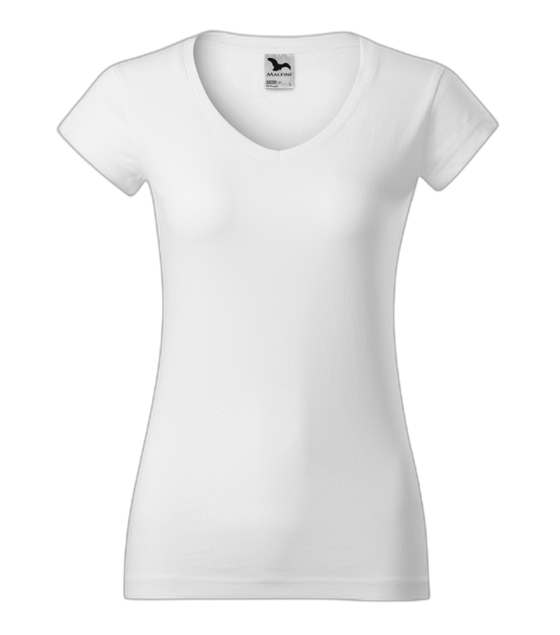 V-neck T-Shirt Frauen selbst gestalten weiss M