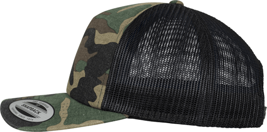 Camo Trucker Flexfit Cap Woodcamo / Black
