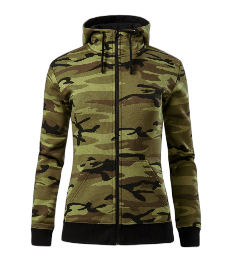 Camo Zipper Sweatshirt Frauen camouflage grün S