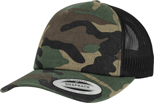 Camo Trucker Flexfit Cap Woodcamo / Black